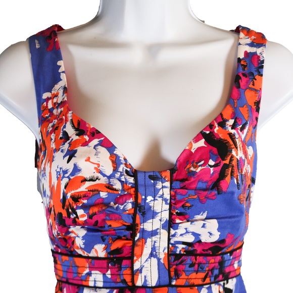 Donna Ricco New York Floral Fit & Flare Dress | Size 8 | Pink Blue Orange - Picture 5 of 14